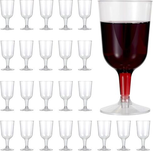 MATANA 48 pc Clear Plastic Wine Glasses with Stem for Parties (6oz) - Plastic Wine Cups, Wine Goblets for Wedding, Anniversary, Garden, Parties, Indoor, Outdoor Events, Barbecue - BPA Free & Reusable in Saudi Arabia