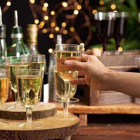 MATANA 48 pc Clear Plastic Wine Glasses with Stem for Parties (6oz) - Plastic Wine Cups, Wine Goblets for Wedding, Anniversary, Garden, Parties, Indoor, Outdoor Events, Barbecue - BPA Free & Reusable in Saudi Arabia
