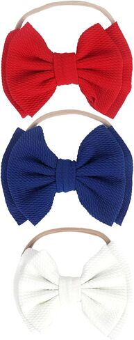 Baby Girl's 5 Inches Soft Double Bow-knot Nylon Headband Toddler Headdress for Photography Party Festivals (White) in Kuwait