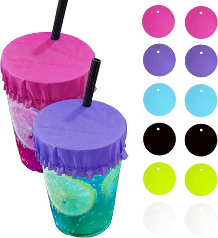 (6 Colors) Cup Condoms for Drinks with Straw Hole Disposable(12 Pack),Cup Cover for Drink Spiking Prevention,Cup Condoms for Bar,Easy Carry,Fits All Cup Sizes in Saudi Arabia