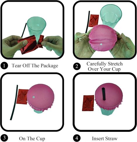 (6 Colors) Cup Condoms for Drinks with Straw Hole Disposable(12 Pack),Cup Cover for Drink Spiking Prevention,Cup Condoms for Bar,Easy Carry,Fits All Cup Sizes in Saudi Arabia