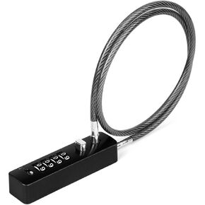 Combination Cable Lock, 23.6 inch Steel Cable Lock 4 Digit Combination Lock Resettable Bike Lock Combination Lock for Bicycle Outdoors Gates Cabinets Lockers Refrigerator Doors (Black)
