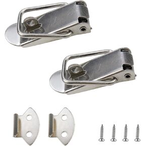 2pcs Toggle Latch Spring Loaded Stainless Steel Hasp Latch with Padlock Hole, Self-locking Buckle Hasp Cabinet Locking Tool Clamp Iron Toggle Replacement Box Shape Lock Clip