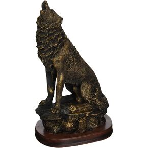 StealStreet SS-UG-PY-4753 Bronzed Paint Howling Wolf Collectible Decoration Figurine Statue