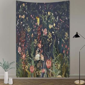 TYTYUU Jungle Flowers Birds Tapestry Deep Color Natural Plant Floral Tapestry 80''x60'' Wall Hanging for Bedroom Living Room Dorm GTZDTY8