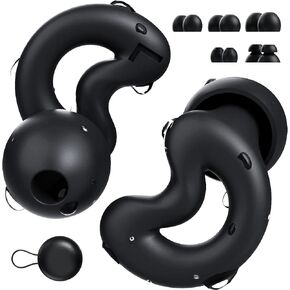 Ear Plugs for Sleeping Noise Cancelling Up to NRR49dB-Ultra Soft, Reusable Silicone Ear Plugs for Sleep Snoring Blocking, Side Sleepers-10 Ear Tips in XS/S/M/L/Double Layer-Black