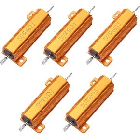 50W 6 Ohm 5% Aluminum Housing Resistor Screw Chassis Mounted Aluminum Case Wirewound Resistor Load Resistors Gold Tone 5pcs