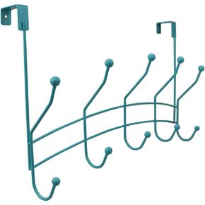Home Basics Over The Door Clothes Hanger and Towel Rack with 5 Hooks Curved Arc Design | Durable Steel Material | Soft Sculpted Hooks with Balled Knobs