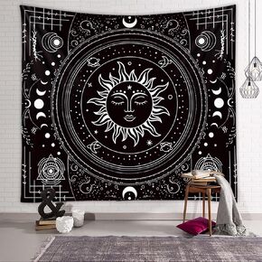 Tapzen Sun Moon Phrase Tapestry Tarot Black and White Mystic Tapestry Wall Hanging Celestial Spiritual Space Stars Wall Tapestry for Bedroom Aesthetic (40 x 30 inches)