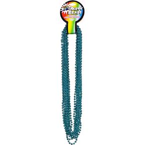 Windy City Novelties (72 Pack) Blue Beads 33" Inch Round Metallic Mardi Gras Party Necklace Beads