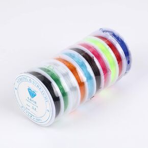 10 Colors Elastic String for Bracelets 0.8 mm, Stretchy String for Bracelets, Stretch Cord for Jewelry Making, Crystal String, Bead String, Clear Fishing Line for Necklace Beading Craft (10 Colors)