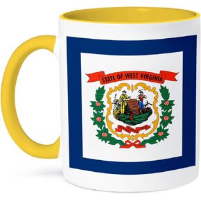 3dRose Flag of West Virginia WV Mug, 11 oz, Black