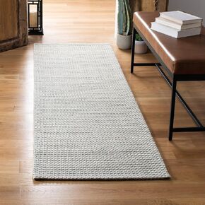 SAFAVIEH Natura Collection Runner Rug - 2'3" x 8', Silver & Ivory, Handmade Wool, Ideal for High Traffic Areas in Living Room, Bedroom (NAT801G)