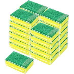 Sponge Individually Wrapped 24 Pack Kitchen Dishwashing Sponge, Non Scratch Scouring Pad, Odor-Free Sponge Wipes for Travel Apartments