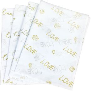 Bzumoot 60 Sheets Tissue Paper 20 * 28 Inches White and Gold Tissue Paper for Gift Bags Wrapping Gift Paper Tissue Paper Packaging for Lovers Friends Elders