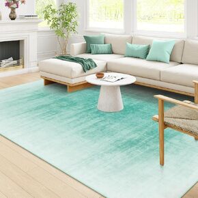 Collive Washable Area Rug 5x7, Blue Modern Ombre Living Room Bedroom Rug, Contemporary Non Slip Soft Indoor Floor Office Carpet for Dining Room Entryway Home Desk Decor
