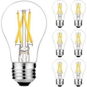 LiteHistory E26 Edison Bulb 6W=60 watt Light Bulb Dimmable Daylight 5000K Edison Light Bulb 60 Watt AC120V A15 led Bulb for Ceiling Fan,Vanity,Refrigerator,Wall scones 600lm E26 Light Bulb 6Pack