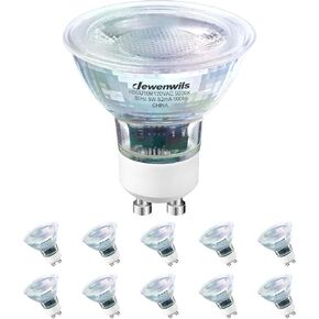DEWENWILS 10-Pack GU10 LED Bulbs, 2700K Warm White 50W Halogen Replacement, Dimmable LED Light Bulb with Glass Cover for Kitchen Range Hood, Living Room, Recessed Light 500LM, 35°Beam Angle, UL Listed