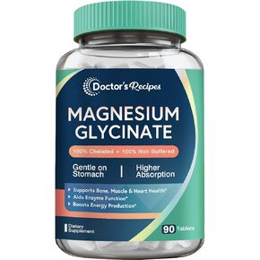 Doctor’s Recipes Magnesium Glycinate, 70 mg Elemental Magnesium, Chelated & Non Buffered, Highly Absorbable, for Kids & Adults, for Relaxation & Sleep, 120 Vegan Caps