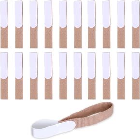 Nuanchu 20 Pieces Buddy Finger Wraps Finger Loops Tapes for Broken Adjustable Finger Splint Wrap Fabric Toe Splint Wraps Toe Cushioned Bandages For Relieving Pain, Light Brown, 5.5 x 0.5 Inch