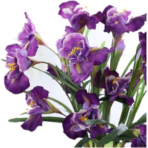 Rikyo 3pcs Artificial Iris Flower Silk Flower 9 Heads,36 inch Artificial Flowers Bouquet Fake Outdoor Cemetery Flower Arrangements and Wedding Holding Flowers,Dining Table Centerpieces(Purple)