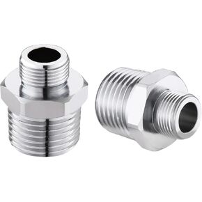 Rv Faucet Adapter 1/2 to 3/8 Reducer,1/2 Male to 3/8 Male Faucet Supply Line Adapter,Compression Fitting for RV Kitchen Plumbing,Water Pipe Connector Chrome 2 Pcs