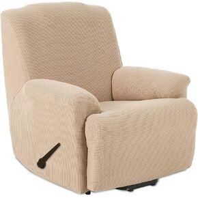 TIANSHU Stretch Recliner Chair Cover, Recliner Cover wiht Jacquard Fabric, Chair Covers for Reclining Chair, 1 Piece Furniture Cover Protector for Recliner Slipcover with Pocket (Light Gray)