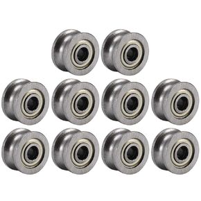 10pcs U624ZZ U Groove Ball Bearing Guide Pulley Metal Pulley Wheel Bearings for Rail Track Linear Motion System 4 * 13 * 7mm