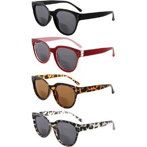 Eyekepper 4-packing Bifocal Reading Glasses Women Stylish Bifocal Readers Clear Lens +2.00