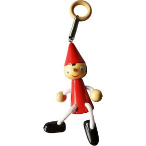 Bouncing Wooden Pinocchio Ornament with Spring - Red