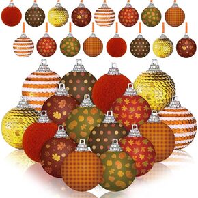 XunYee 24 Pcs Fall Ornaments for Tree Autumn Ball Decorations Thanksgiving Harvest Decorative Hanging Ornaments Plastic Farmhouse Fall Decor for Tree Home Wedding Holiday Party Decor in Saudi Arabia