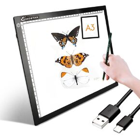 Light Box Drawing Pad, Tracing Board with Type-C Charge Cable and Brightness Adjustable for Artists, AnimationDrawing, Sketching, Animation, X-ray Viewing (FR-A4-P-black)