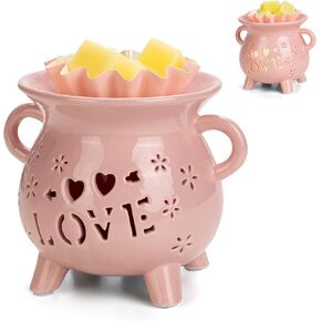 Ceramic Wax Melt Warmer Burner for Scented Wax 3-in-1 Electric Candle Wax Warmer Cut-Out Design Fragrance Melter for Home Office Bedroom Living Room Decor(Dark Green)