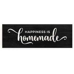Happiness Is Homemade Framed White Wood Rustic Style Wall Décor Sign 8x24