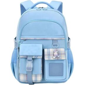 Backpack for School Girls Teens Elementary Middle School, Cute Kawaii Bookbag Blue School Bags