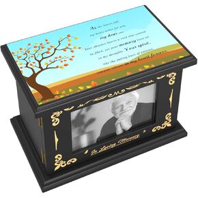 Wooden Cremation Urns for Human Ashes Adult Male Female, Funeral Decorative Photo Frame Urns Casket and Box for Ashes Women Men Child, Hummingbird Memorial Burial Urns for Ashes, Holds 220 Cubic Inch