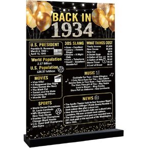 Trgowaul 30th Birthday Decorations for him, Black Gold Back in 1994 Birthday Poster Acrylic Table Sign with Stand, 30 Birthday Anniversary Decor Gifts Men, Vintage 1994 30 Years Ago Poster for Women