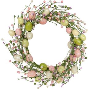 idyllic Easter Wreath with Colorful Eggs for Front Door Wall Decor Holiday Decoration 18"