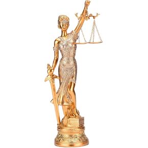 BRABUD Resin Lady Justice Statue Greek Roman Goddess of Justice 14.3''(H) Law Statue Office Bookshelf Study Decor -Blindfold, Beam Balance, and Sword TQGJBS410