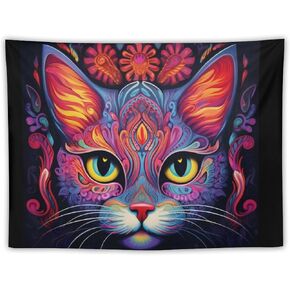 ANMOGID Animal Cat Tapestry Colorful Cat Cool Wall Hanging Aesthetic Decoration For Bedroom Living Room Wall Art Tapestries 30"x40"