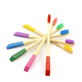 Virgin Forest Bamboo Toothbrush, Natural Eco Friendly Wood Toothbrushes, Biodegradable Charcoal Tooth Brush, Pack of 6