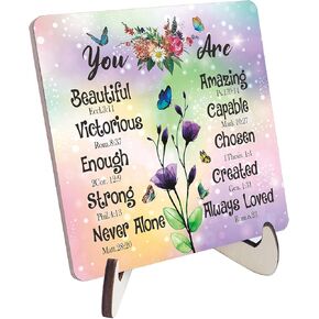 Christian gifts for women, Spiritual Bible Verse Gift for Girls Inspirational Gifts Desk Sign Decor for Women, Religious gifts for Friends, Daughters Sisters Employees Office Table Wooden Plaque