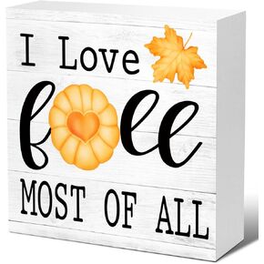 Autumn Desk Decor,Hey There Pumpkin Wood Box Sign,Fall Pumpkin Wooden Signs,Autumn Decorations for Home Office Bedroom Table Tabletop Decor