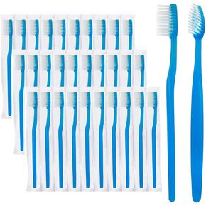 FKYzixeh Blue Handle Toothbrushes Individually Wrapped, Disposable Toothbrush Bulk for Hotel, Airb&b and Homeless Care (50 Pack)