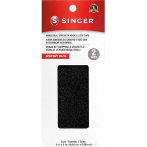 SINGER 00834 Adhesive Back Industrial Strength Hook & Loop Tape, 4-Inch by 2-Inch, 2-Count, Black