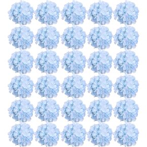 FagusHome Silk Hydrangea Heads 30 Pcs Artificial Flowers Only Heads No Stems Fake Hydrangea Flowers for Home Wedding Decor No Stems (Dark Blue)