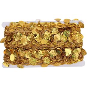 10 Yards Coin Shape Sequin Tassel Trim, Belly Dance Tassel Belt Hip Scarf Belly Dance Costume Sequins Waist Chain Wrap, Chain DIY Clothing Ribbon