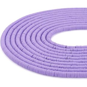 FASHEWELRY 10 Strands Flat Round Polymer Clay Beads 6mm Handmade Heishi Clay Beads Disc Spacer Beads Strand for Summer Bohemia Jewelry Making (Tan)