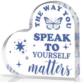 Therapy Office Decor, Anxiety Healthy Coping Skills Mental Health Decorations for Social Worker Classroom School Counseling Therapist Supplies Educational Acrylic Heart Art Decor