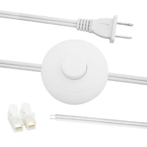 6ft Foot Switch Lamp Cord Replacement, Black Floor Light Switches with Plug, Foot Tapper Pedal Lamp Wire Switch, AC 125V Step ON Off Push Button, Repair DIY Replace Footswitch Fixtures